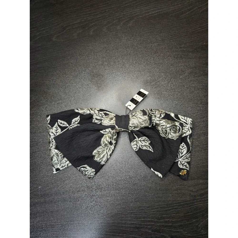 Lele Sadoughi Elizabeth Floral Jacquard Barrette Color Jet NWT $85
